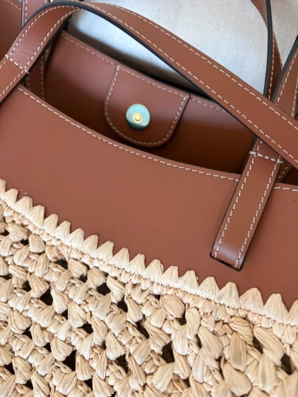 Polène Mini Raffia Cyme Small Shoulder Tote Vacation Straw Bag - Picture 4 of 4